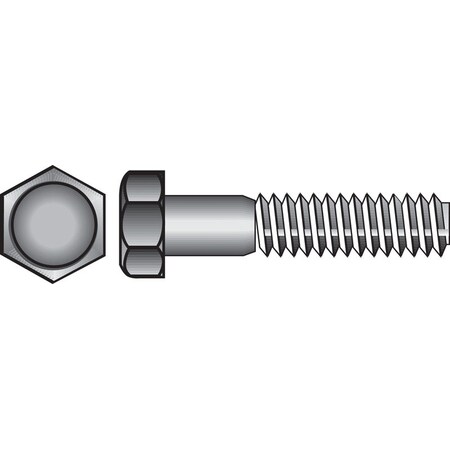 Hex Bolt, 3/4 In Thread, 6 In OAL, 2 Grade, Steel, Zinc, USS Measuring, Coarse Thread